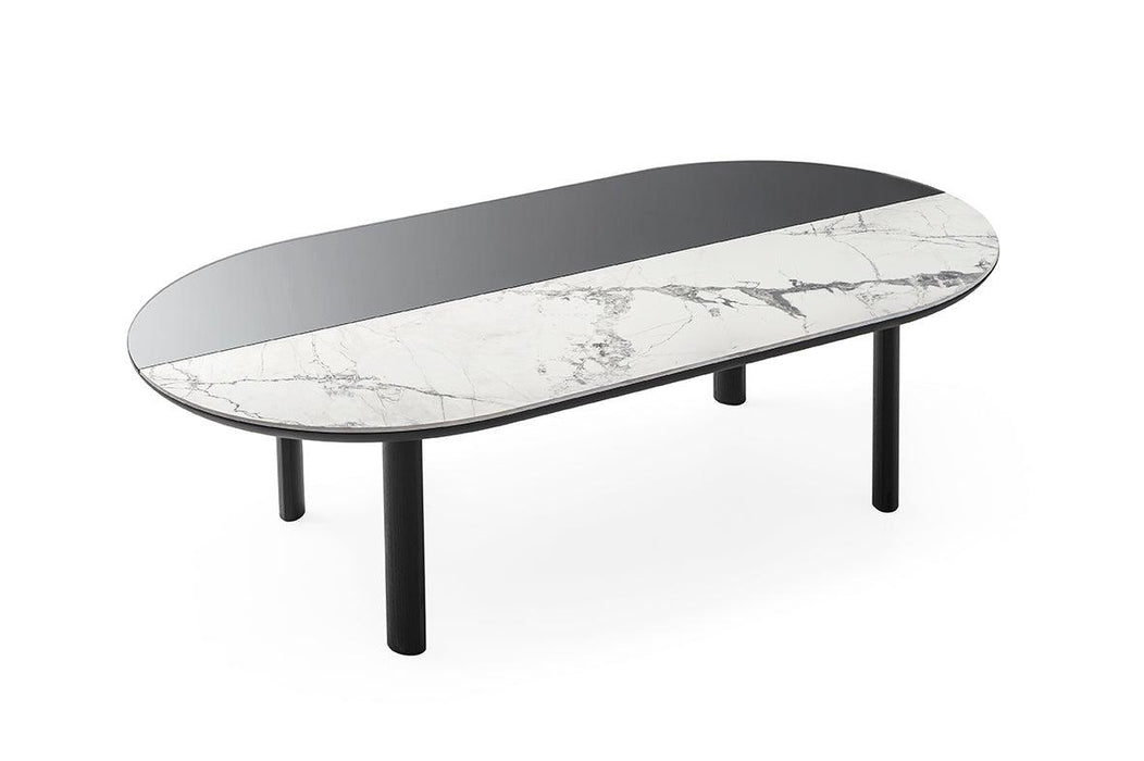 Bam CS5128-G Coffee Table-Coffee Tables-P9C SILK WHITE MARBLE-GMG GREY MIRROR-P15L MATT BLACK-Calligaris New York Westchester