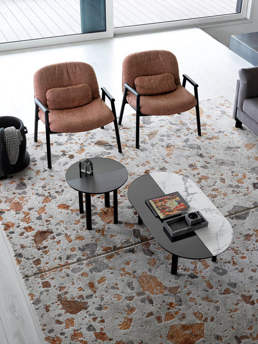 Bam CS5128-G Coffee Table-Coffee Tables-P9C SILK WHITE MARBLE-GMG GREY MIRROR-P15L MATT BLACK-Calligaris New York Westchester