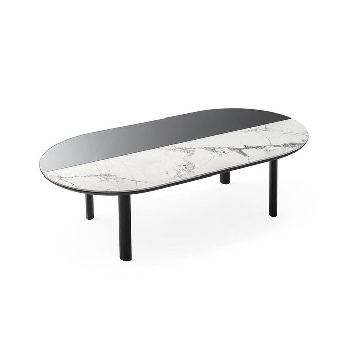 Bam CS5128-G Coffee Table-Coffee Tables-P9C SILK WHITE MARBLE-GMG GREY MIRROR-P15L MATT BLACK-Calligaris New York Westchester