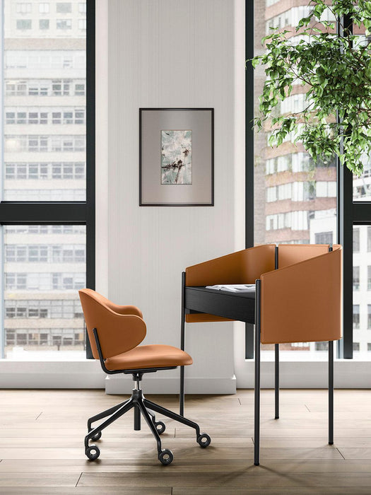 Biblio CS4116 Desk-Desks-P15L MATT BLACK-R04 COGNAC-P15 MATT BLACK-Calligaris New York Westchester