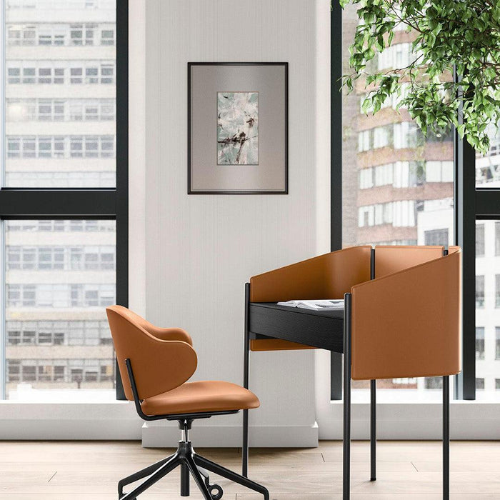 Biblio CS4116 Desk-Desks-P15L MATT BLACK-R04 COGNAC-P15 MATT BLACK-Calligaris New York Westchester