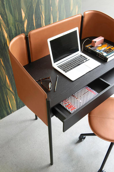 Biblio CS4116 Desk-Desks-P15L MATT BLACK-R04 COGNAC-P15 MATT BLACK-Calligaris New York Westchester